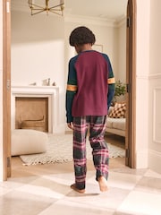Burgundy Red/ Green Check Single Woven Pyjamas (3-16yrs) - Image 3 of 8
