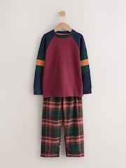 Burgundy Red/ Green Check Single Woven Pyjamas (3-16yrs) - Image 4 of 8