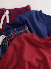 Red/Blue Long Sleeve Woven Check Pyjamas 2 Pack (3-16yrs) - Image 7 of 10