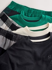 Black/Green/White Woven Check Pyjamas 3 Pack (3-16yrs) - Image 10 of 11