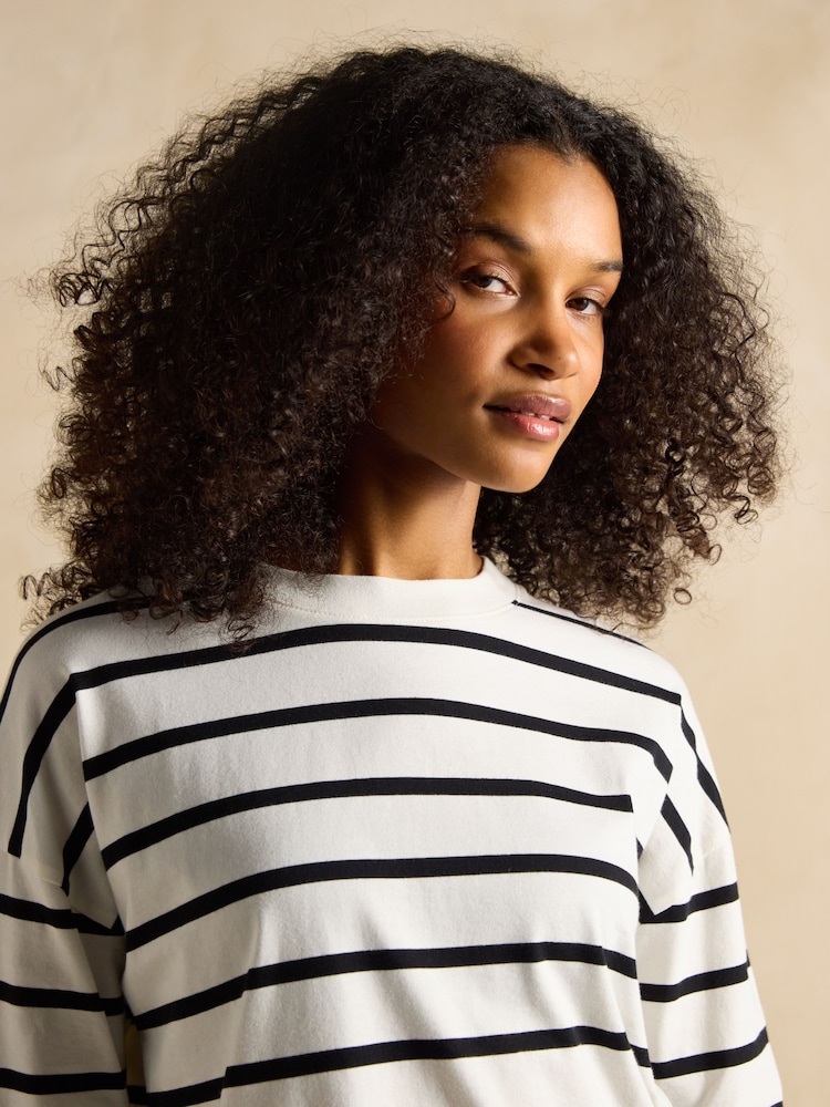 Zwart/crèmekleurig - Joules - Ellie - Jersey top met lange mouwen - Image 3 of 7