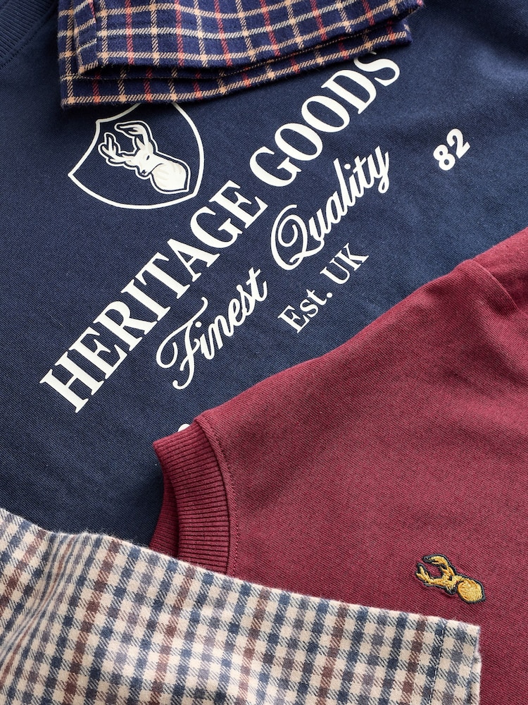 Navy/Burgundy Long Sleeve Woven Check Pyjamas 2 Pack (3-16yrs) - Image 6 of 6 Navy/Burgundy Long Sleeve Woven Check Pyjamas 2 Pack (3-16yrs) - Image 6 of 6
