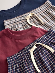 Navy/Burgundy Long Sleeve Woven Check Pyjamas 2 Pack (3-16yrs) - Image 8 of 9