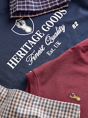 Navy/Burgundy Long Sleeve Woven Check Pyjamas 2 Pack (3-16yrs) - Image 9 of 9