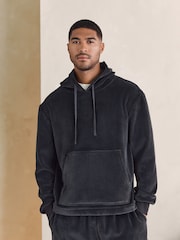 Anthrazitgrau - Jersey Textured Ribbed Hoodie - Bild 1 von 8