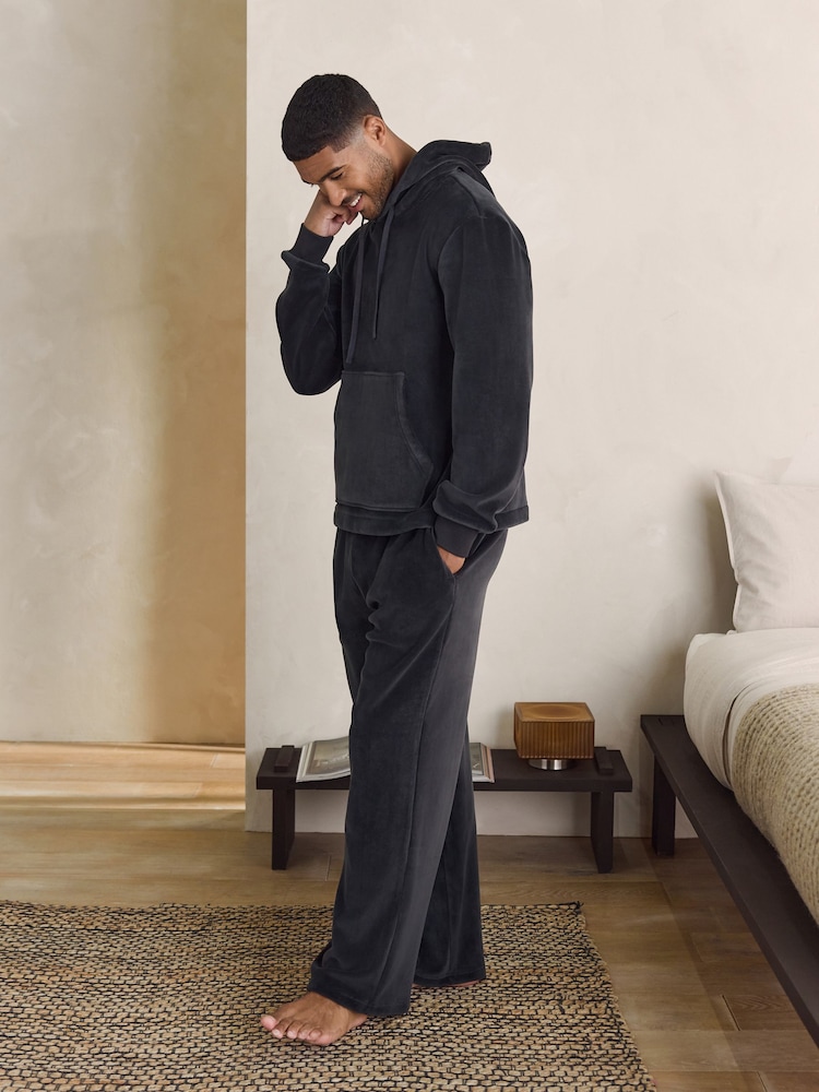 Anthrazitgrau - Jersey Textured Ribbed Hoodie - Bild 2 von 8