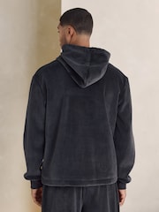 Anthrazitgrau - Jersey Textured Ribbed Hoodie - Bild 3 von 8
