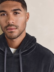 Anthrazitgrau - Jersey Textured Ribbed Hoodie - Bild 5 von 8