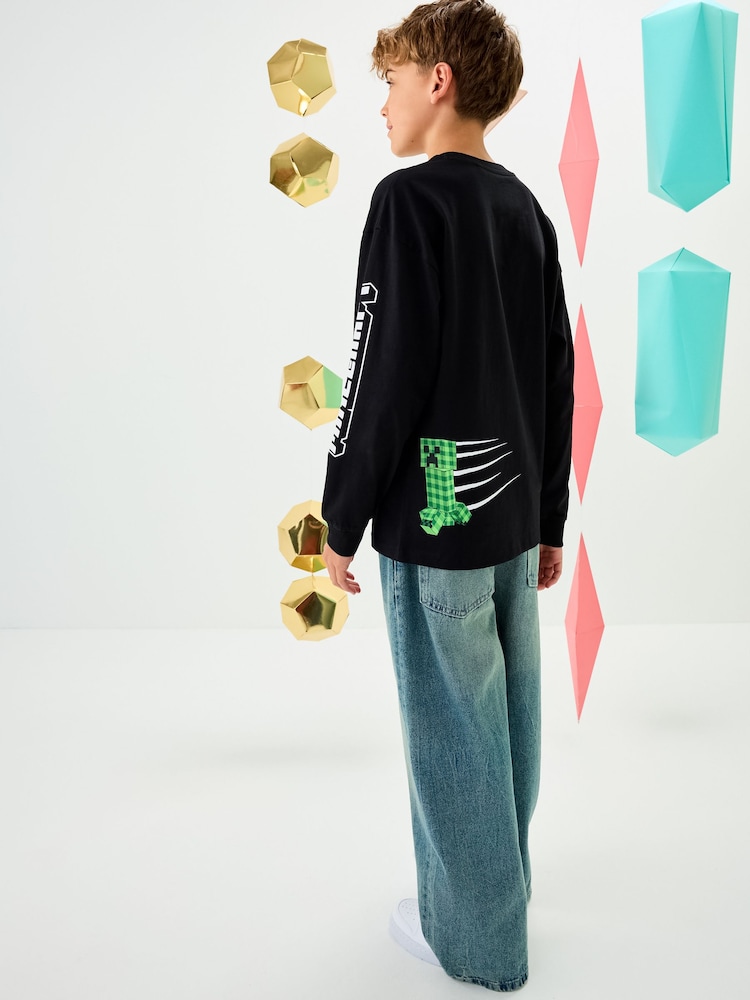 Black Minecraft Long Sleeve Christmas T-Shirt (3-16yrs) - Image 2 of 9