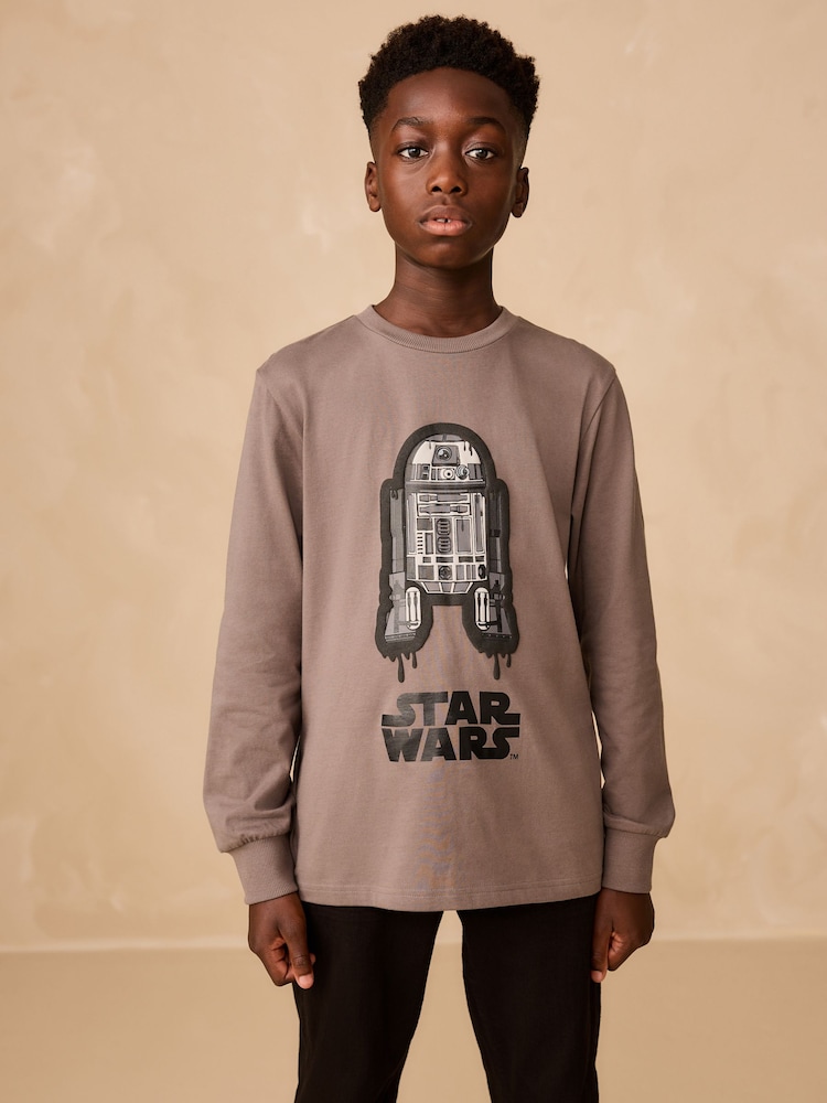 Charcoal Grey Long Sleeve Star Wars T-Shirt (3-16yrs) - Image 1 of 7