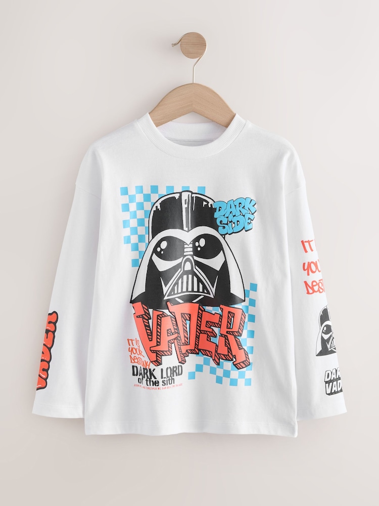 White Long Sleeve Star Wars T-Shirt (3-16yrs) - Image 1 of 4 White Long Sleeve Star Wars T-Shirt (3-16yrs) - Image 1 of 4