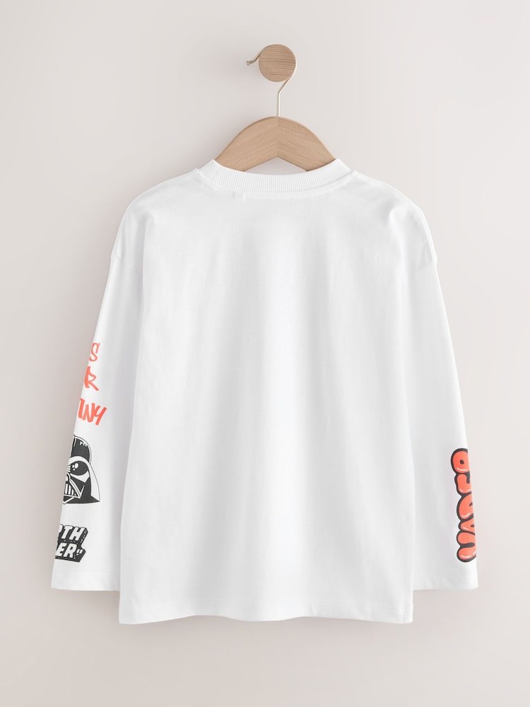 White Long Sleeve Star Wars T-Shirt (3-16yrs) - Image 2 of 4 White Long Sleeve Star Wars T-Shirt (3-16yrs) - Image 2 of 4