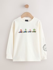 أبيض Mario Kart - تيشرت مزين برسومات ألعاب بكُم طويل (3-16 سنة) - صورة 1 من 4