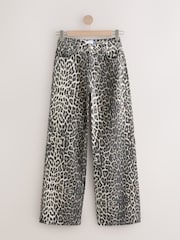 Leopard Print Hourglass Wide Leg 100% Cotton Jeans - Image 1 of 3
