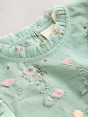 Laura Ashley Mint Green Tiered Long Sleeve Mesh Dress - Image 10 of 10
