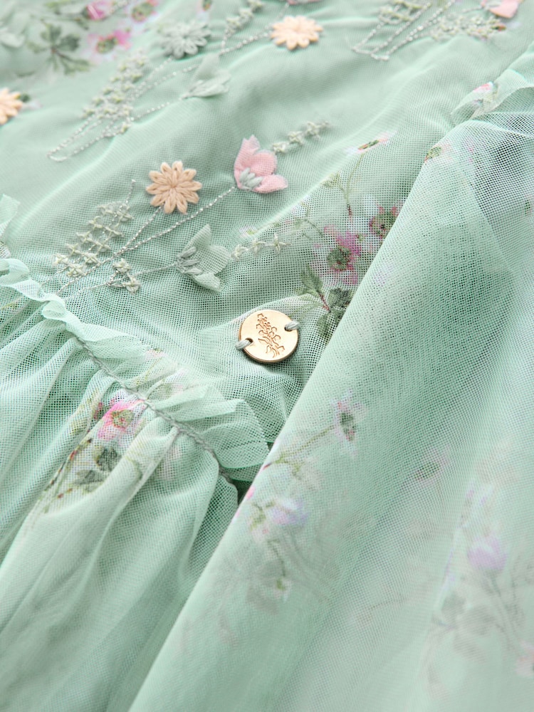 Laura Ashley Tired Mânecă lungă Mesh Rochie - Image 8 of 10