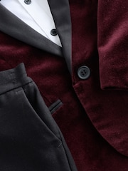 Burgundy Red Velvet Blazer Shirt Trousers and Bow Tie Set (3mths-9yrs) - Image 10 of 10