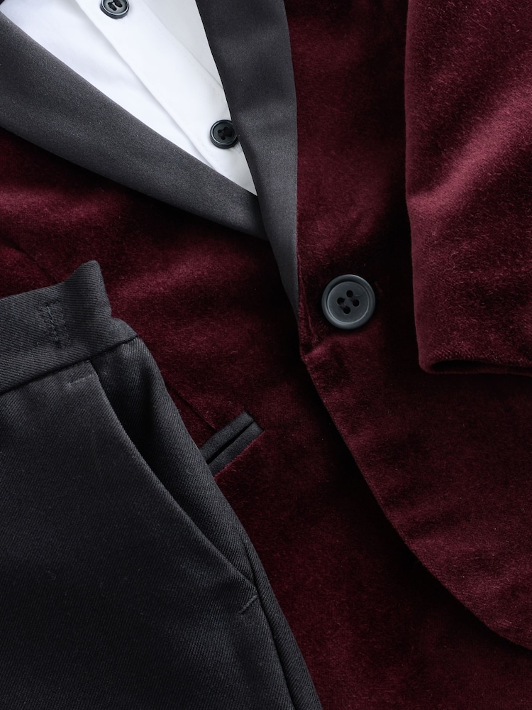 Burgundy Red Velvet Blazer Shirt Trousers and Bow Tie Set (3mths-9yrs) - Image 10 of 10 Burgundy Red Velvet Blazer Shirt Trousers and Bow Tie Set (3mths-9yrs) - Image 10 of 10