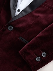 Burgundy Red Velvet Blazer Shirt Trousers and Bow Tie Set (3mths-9yrs) - Image 9 of 10