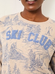 FatFace Alex Natural Ski Club Crew Sweatshirt - Image 4 of 6