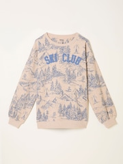FatFace Alex Natural Ski Club Crew Sweatshirt - Image 6 of 6