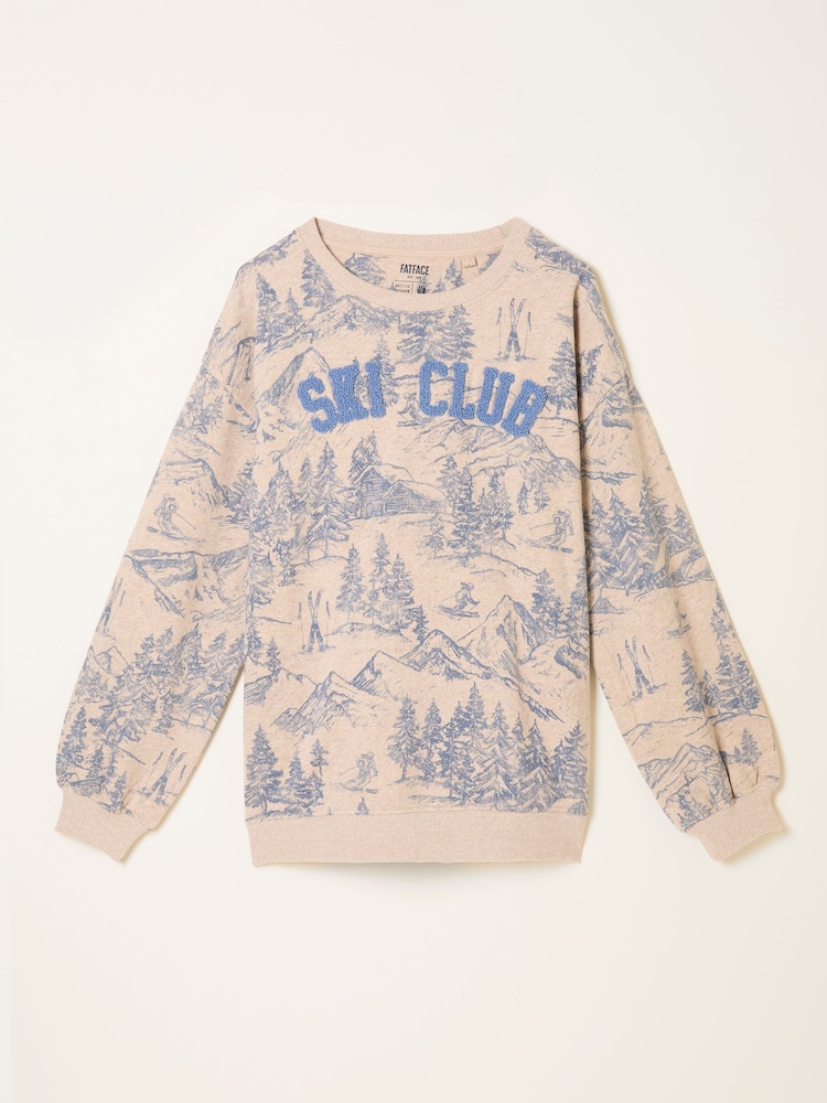 FatFace Alex Natural Ski Club Crew Sweatshirt - Image 6 of 6 FatFace Alex Natural Ski Club Crew Sweatshirt - Image 6 of 6