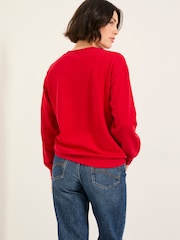 FatFace Georgia Red Festive Graphic Crew Sweatshirt - Image 2 of 5