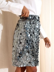 Friends Like These Silver Sequin Mini Skirt - Image 2 of 4
