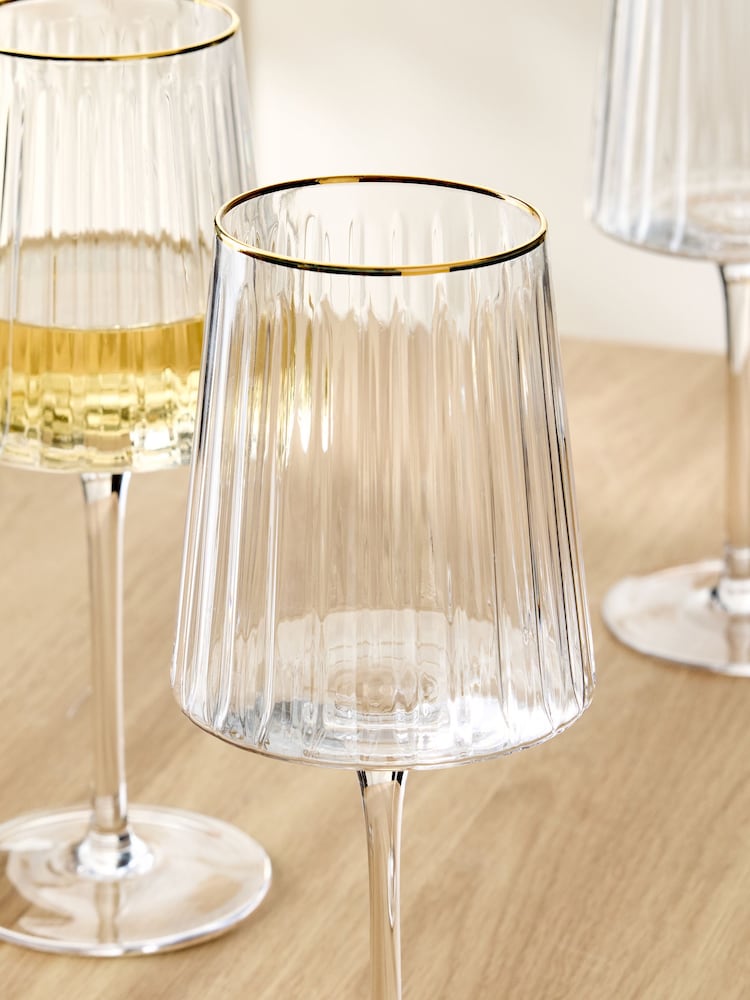 Set of 4 Gold Collins Wine Glasses - Image 2 of 3