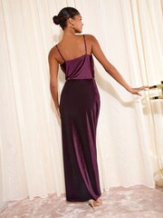 Friends Like These Burgundy Red Velvet Maxi Skirt - Image 2 of 4