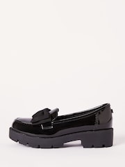 Lipsy Black Chunky Bow Slip-Ons Loafers School Shoes - Image 2 of 4