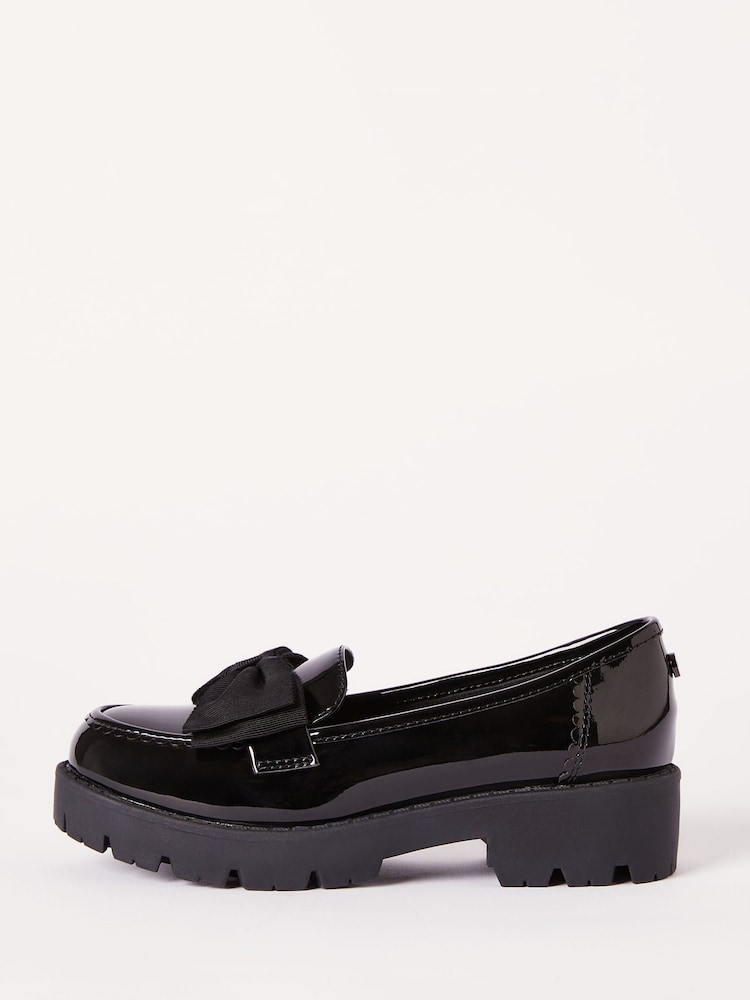 Lipsy Black Chunky Bow Slip-Ons Loafers School Shoes - Image 2 of 4