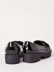 Lipsy Black Chunky Bow Slip-Ons Loafers School Shoes - Image 3 of 4
