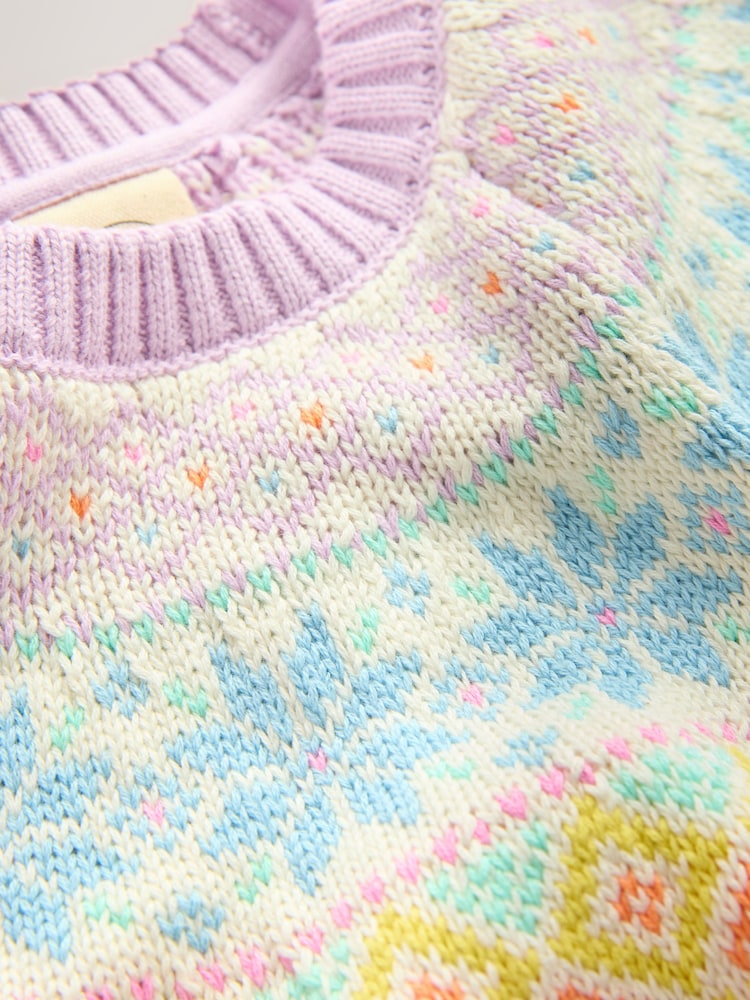 Little Bird by Jools Oliver Pastel Rainbow Kids Rainbow Fairsile Christmas Family Knitted Dress - Image 10 of 10