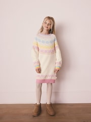 Little Bird by Jools Oliver Pastel Rainbow Kids Rainbow Fairsile Christmas Family Knitted Dress - Image 3 of 10