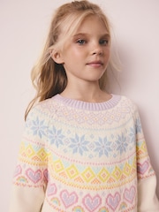 Little Bird by Jools Oliver Pastel Rainbow Kids Rainbow Fairsile Christmas Family Knitted Dress - Image 6 of 10