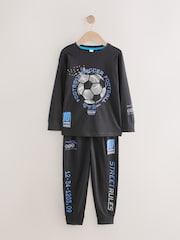 Blue/Black Football Long Sleeve Pyjamas 2 Pack (3-16yrs) - Image 10 of 13