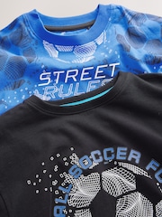 Blue/Black Football Long Sleeve Pyjamas 2 Pack (3-16yrs) - Image 12 of 13