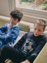 Blue/Black Football Long Sleeve Pyjamas 2 Pack (3-16yrs) - Image 3 of 13