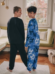 Blue/Black Football Long Sleeve Pyjamas 2 Pack (3-16yrs) - Image 4 of 13