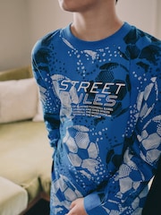 Blue/Black Football Long Sleeve Pyjamas 2 Pack (3-16yrs) - Image 7 of 13