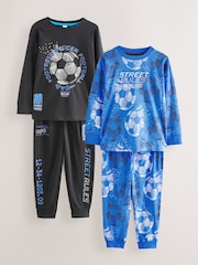 Blue/Black Football Long Sleeve Pyjamas 2 Pack (3-16yrs) - Image 8 of 13