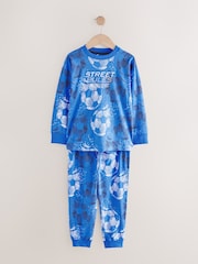 Blue/Black Football Long Sleeve Pyjamas 2 Pack (3-16yrs) - Image 9 of 13