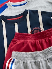 Röd/Blå/Grå Randig Sport - Kort pyjamas 3 -paket (3-16år) - Bild 9 av 10