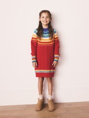 Little Bird by Jools Oliver Multi Kids Rainbow Fairsile Christmas Family Knitted Dress - Image 3 of 11