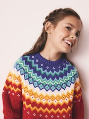 Little Bird by Jools Oliver Multi Kids Rainbow Fairsile Christmas Family Knitted Dress - Image 5 of 11