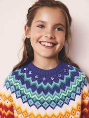 Little Bird by Jools Oliver Multi Kids Rainbow Fairsile Christmas Family Knitted Dress - Image 6 of 11