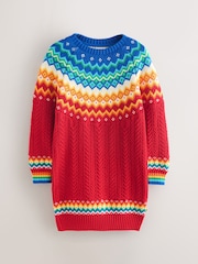 Little Bird by Jools Oliver Multi Kids Rainbow Fairsile Christmas Family Knitted Dress - Image 8 of 11