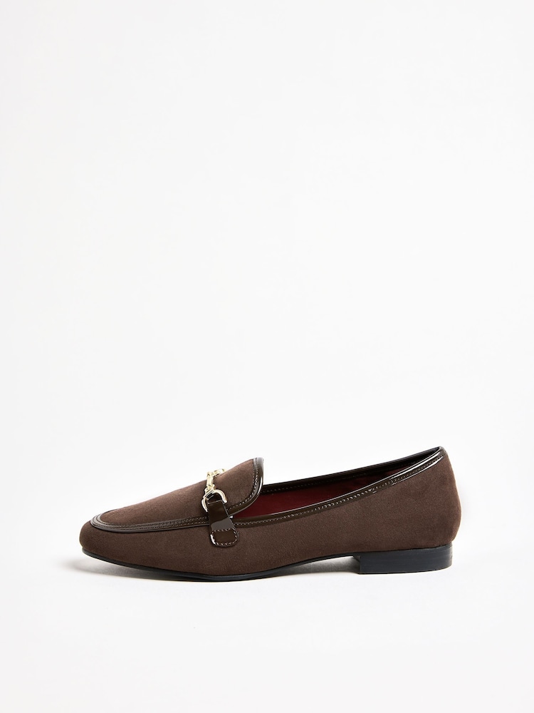 Lipsy Chocolate Brown Standard Fit Snaffle Faux Leather Loafers - Image 5 of 5
