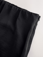 Black Satin Midi Skirt With Lace Trim - Image 7 of 8